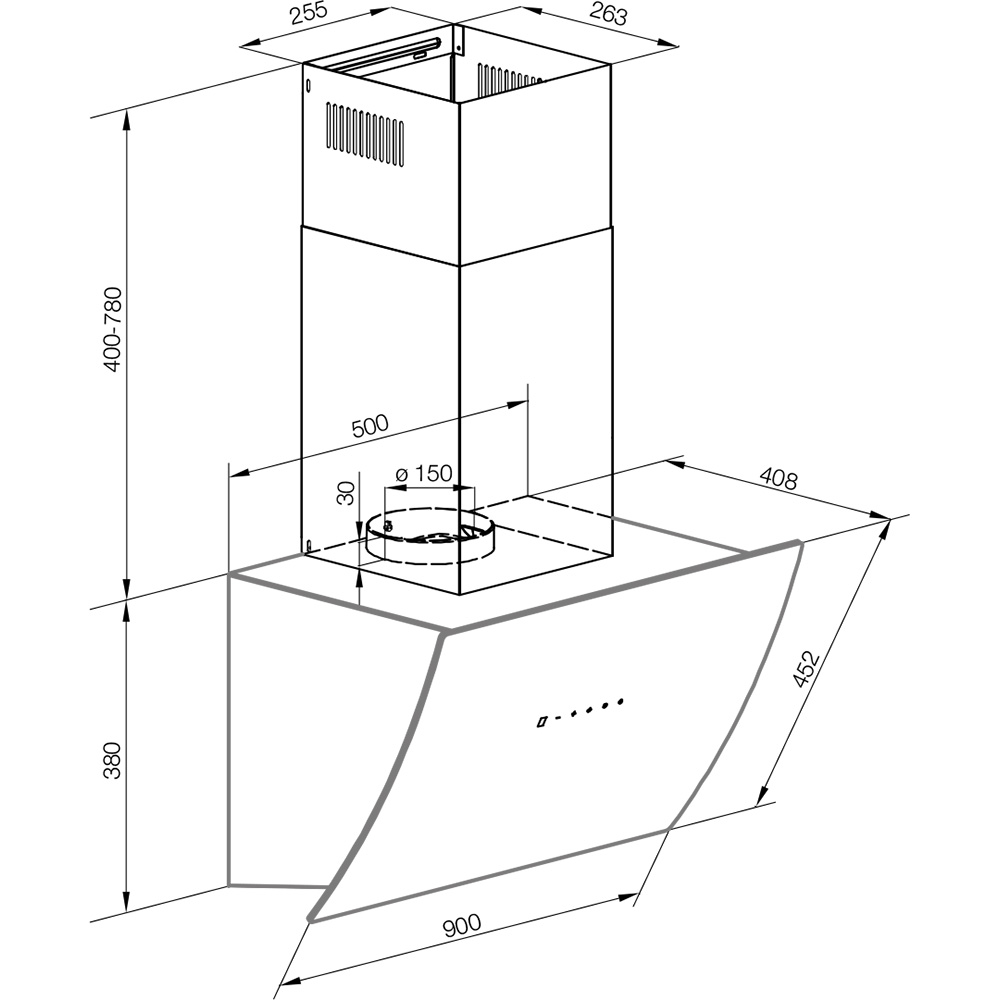 Купить Наклонная вытяжка GRAUDE DH 90.1 WE — Фото 2