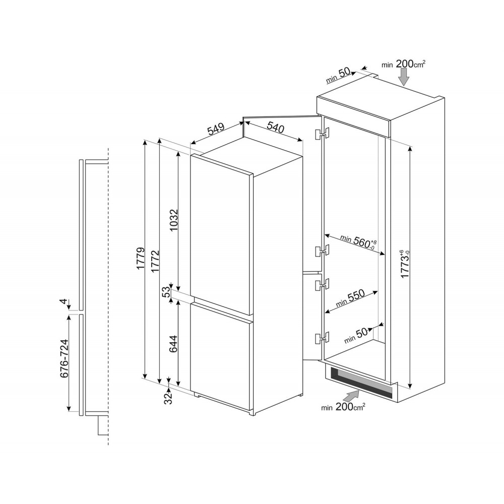 Купить Встраиваемый холодильник Smeg C8174N3E1 — Фото 2