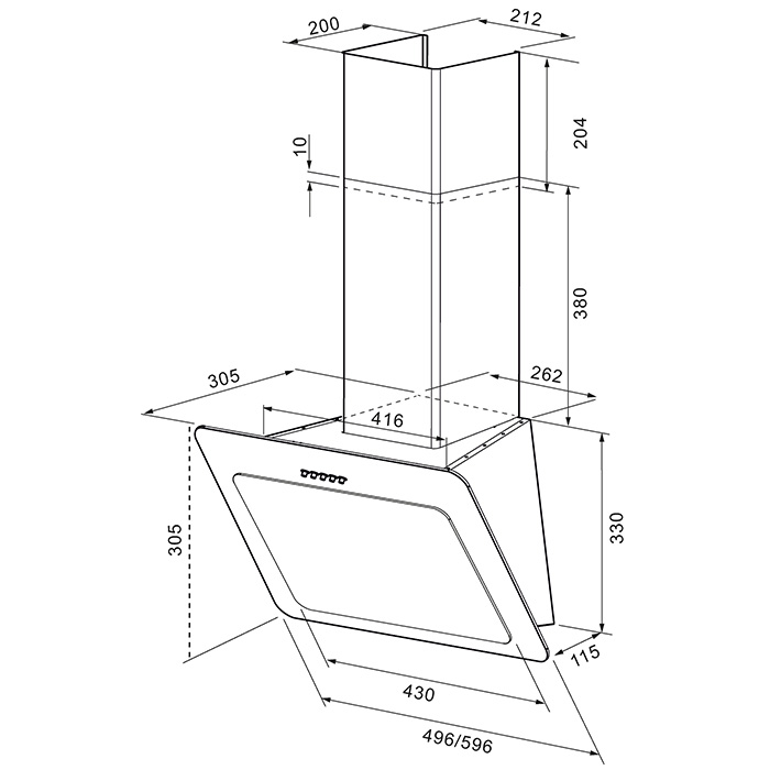 Купить Наклонная вытяжка KRONA LIVA 500 black S — Фото 3