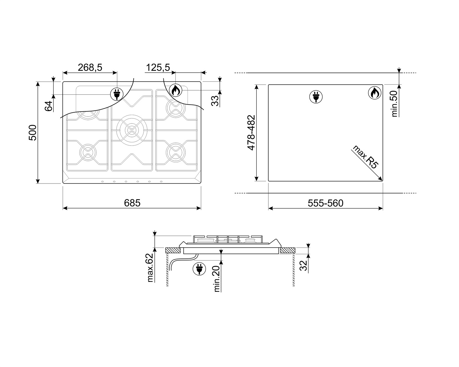 Купить Газовая варочная панель SMEG SR775AO — Фото 3