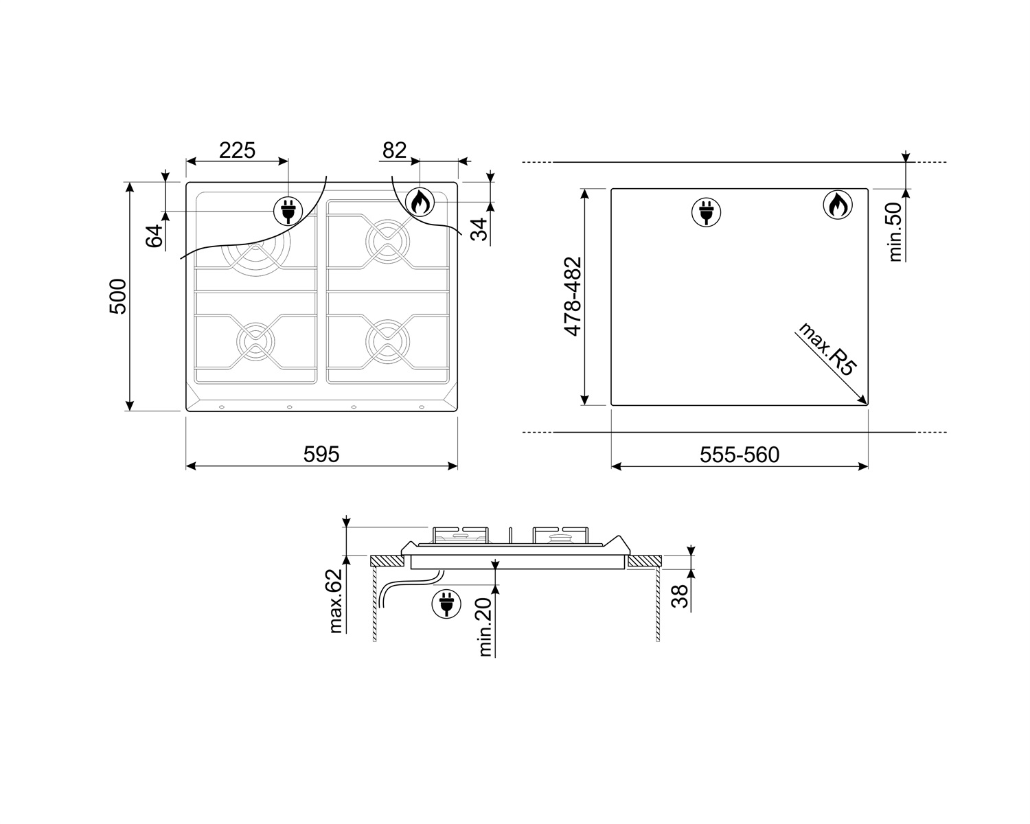 Купить Газовая варочная панель SMEG SRV864RAGH — Фото 2