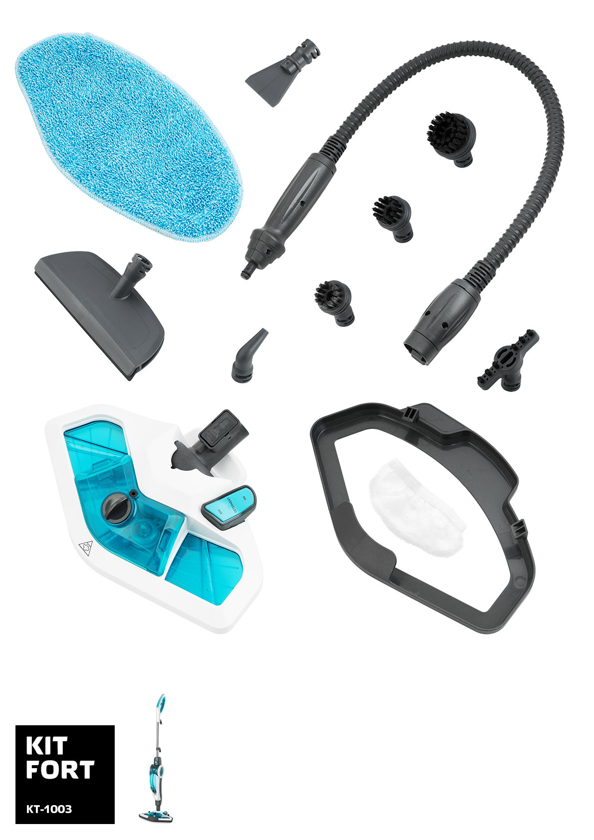 Купить Отпариватели и пароочистители Kitfort KT-1003 голубой/белый — Фото 2