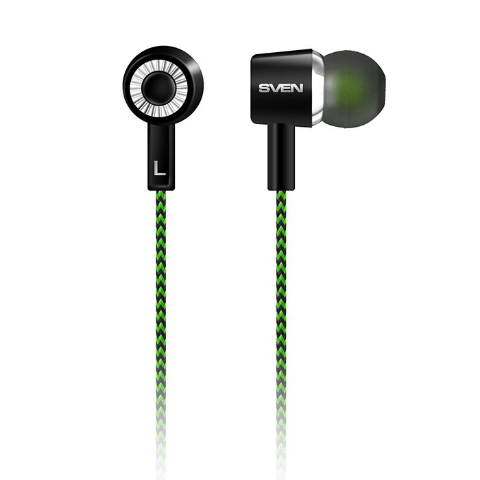 Наушники SVEN E-107 черный, зеленый																		 — описание, фото, цены в интернет-магазине PT Stores
