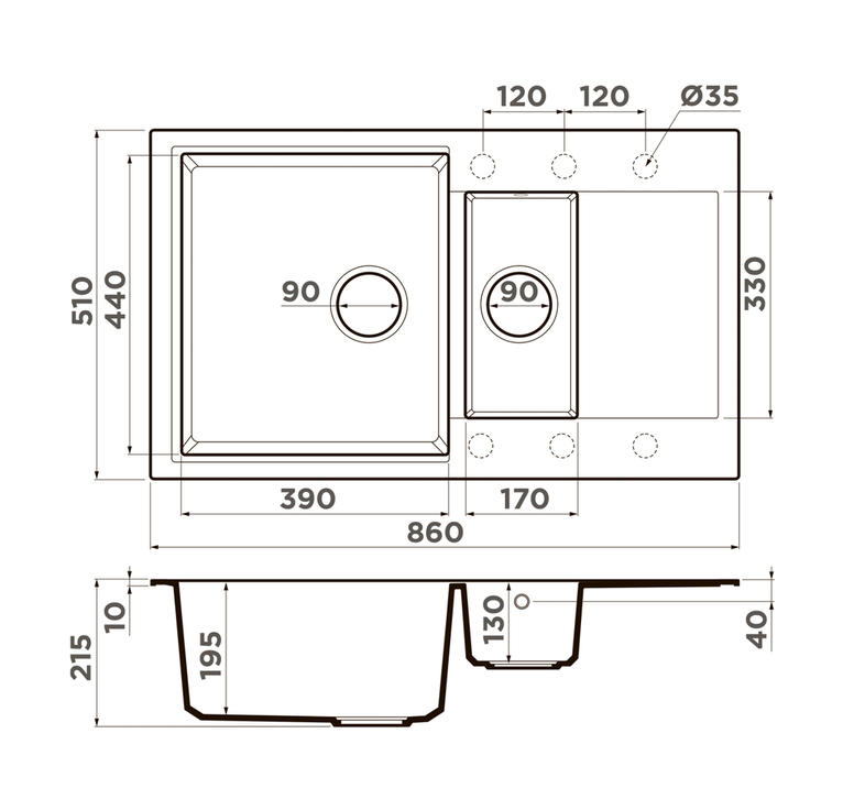 Купить Мойка OMOIKIRI Daisen 86-2-GR Artgranit/leningrad grey — Фото 2