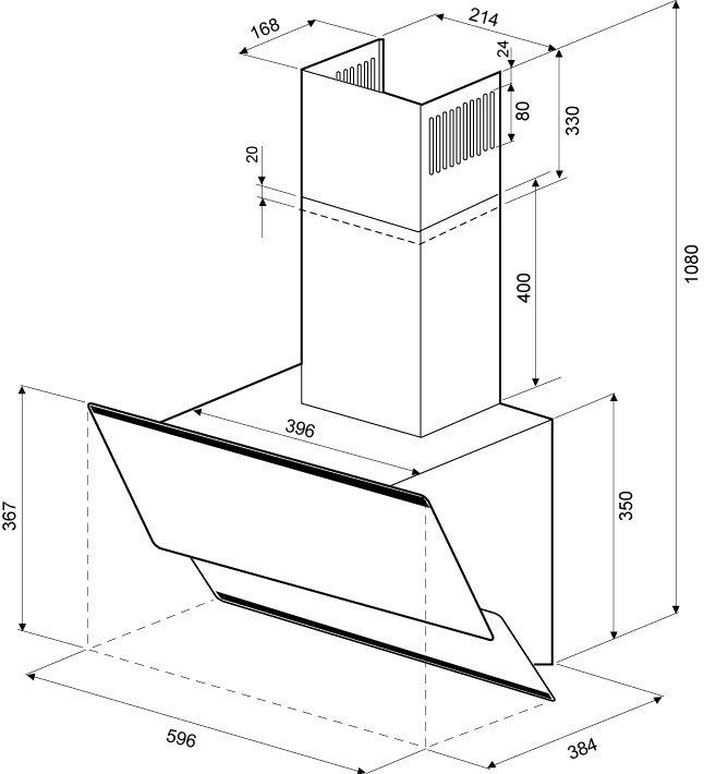 Купить Наклонная вытяжка KRONA IRIDA 600 white push button  — Фото 2