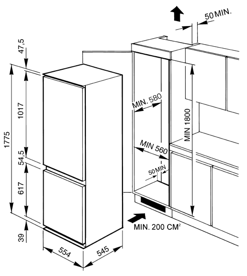 Купить Встраиваемый холодильник SMEG CB30PFNF — Фото 2