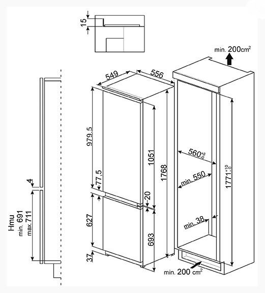 Купить Встраиваемый холодильник SMEG CD7276NLD2P — Фото 2