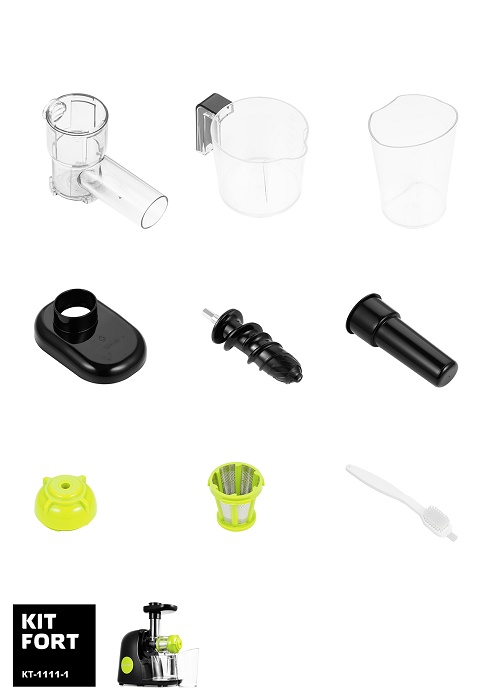 Купить Соковыжималка Kitfort KT-1111-1, черный/зеленый — Фото 2