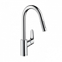 HANSGROHE 31815000 Focus Смеситель для кухни 240, однорычажный, с выдвижным душем, ½´